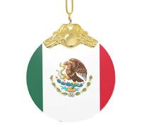 Pendentif rond en verre avec drapeau du Mexique, décoration détaillée de 8,3 cm pour cadeau et célébration
