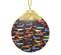 Pendentif rond en verre avec inscription « I Love My Dog Teckels » - Décoration de vacances détaillée de 8,4 cm pour cadeau et célébration