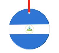 Pendentif rond en verre avec motif drapeau du Nicaragua, décoration d'arbre de Noël, cadeau d'anniversaire