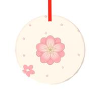 Pendentif rond en verre avec petites fleurs de cerisier roses - Décoration de Noël à suspendre pour sapin de Noël - Cadeaux pour amis, famille