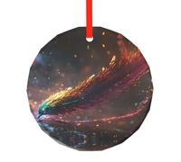 Pendentif rond en verre avec plume étrange pour décoration de sapin de Noël, cadeau d'anniversaire