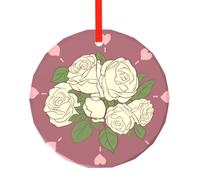 Pendentif rond en verre blanc rose d'amour - Décoration de Noël à suspendre pour sapin de Noël - Cadeaux pour amis, famille