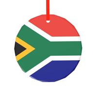 Pendentif rond en verre de 7,9 cm, motif drapeau d'Afrique du Sud, ornement en verre, décoration d'arbre et décoration de vacances à suspendre