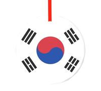 Pendentif rond en verre de 7,9 cm, motif drapeau de la République de Corée, décoration d'arbre et décoration de vacances à suspendre
