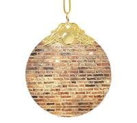Pendentif rond en verre de fond de mur de briques industrielles, 7,6 cm de diamètre pour Noël