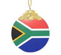 Pendentif rond en verre doré - Drapeau de l'Afrique du Sud Idéal pour la maison, le jardin, le mur, le plafond et l'arbre de Noël Ornement à suspendre