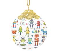 Pendentif rond en verre élégant avec motif de robots de dessin animé, 8,3 cm pour cadeau et célébration