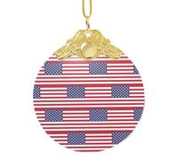 Pendentif rond en verre élégant drapeau américain, décoration de vacances détaillée de 8,4 cm pour cadeau et célébration