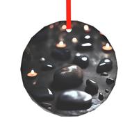 Pendentif rond en verre en forme de cœur noir mystère - Décoration de Noël à suspendre pour sapin de Noël - Cadeaux pour amis, famille