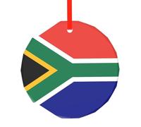 Pendentif rond en verre imprimé drapeau Afrique du Sud - Arbre de Noël suspendu Ornement pour vacances, maison, bureau, Noël, Pâques