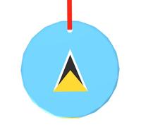 Pendentif rond en verre imprimé drapeau de Sainte-Lucie - Élégant arbre de Noël à suspendre ornement pour les vacances, Noël, Nouvel An