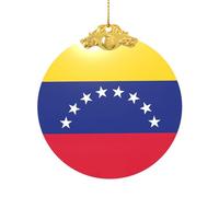 Pendentif rond en verre imprimé drapeau du Venezuela - Décoration de sapin de Noël - Cadeau pour la maison et le centre commercial