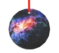 Pendentif rond en verre imprimé galaxie dans l'univers pour sapin de Noël - Souvenir durable pour les vacances, décoration d'intérieur