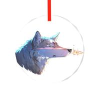 Pendentif rond en verre imprimé loup en colère - Élégant arbre de Noël à suspendre ornement pour les vacances, la maison, le bureau, Noël