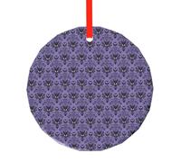 Pendentif rond en verre imprimé manoir hanté - Arbre de Noël à suspendre pour vacances, maison, bureau et décoration de fête