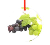 Pendentif rond en verre imprimé raisins violets et verts - Élégant arbre de Noël à suspendre ornement pour les vacances, Noël, Pâques Decor