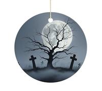 Pendentif rond étrange en forme de tombe de Noël à suspendre en céramique pour sapin de Noël, hiver, Nouvel An, fête de mariage, décoration d'intérieur