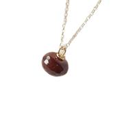 Pendentif rond facetté en agate naturelle rouge 9 x 12 mm, collier rond en argent sterling 925 avec chaîne de 45 cm, bijoux spirituels et énergétiques de guérison, cadeau pour femmes et hommes |