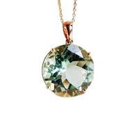 Pendentif rond facetté en améthyste verte naturelle 16 x 16 mm, collier rond en argent sterling 925 avec chaîne en câble de 45 cm, équilibre, guérison, croissance spirituelle, chakra du cœur |