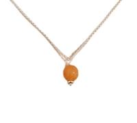 Pendentif rond lisse orange en calcite naturelle 10 x 10 mm, collier rond en argent sterling 925 avec chaîne de 45 cm, bijoux spirituels et énergétiques de guérison, cadeau pour femme | gmpd_0137