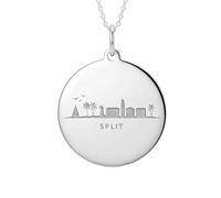 Pendentif rond représentant la silhouette de la Croatie | LK_NLC_02364 | plated 24mm round engraved bird medallion nature inspired animal pendant with 18 inch cable chain