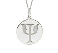 Pendentif rond représentant un symbole de psychologie | LK_NLC_02420 | plated 24mm round ocean sea creature charm with 18 inch cable chain marine animal jewelry gift for men