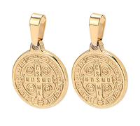Pendentif Saint Benoît en Acier Inoxydable, Médaille Religieuse Double Face | Héritage chrétien ancien, motif gravé anti-rouille, hypoallergénique pour peau sensible, usage quotidien ou décoration