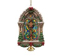 Pendentif scène de prière de Noël en acrylique 2D - Décoration religieuse - Transparent - 8 x 5 x 0,3 cm - Décoration festive pour l'intérieur