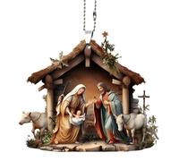 Pendentif scène de prière familiale Symbole religieux de la crèche de Nativité Voiture 2025 pour la maison Pendentif