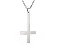 Pendentif simple en croix inversée en acier inoxydable pour hommes et femmes, symbole du diable maléfique Pouvoir bijoux alternatifs