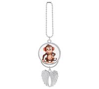 Pendentif singe coquin en métal pour voiture, décoration esthétique, décoration à suspendre pour rétroviseur de voiture, style argenté