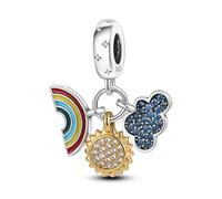 Pendentif soleil arc-en-ciel nuage météo argent sterling 925 compatible avec bracelet à breloques Pandora