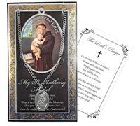Pendentif St Antoine en étain avec chaîne de 61 cm, carte de prière du Seigneur - Collier St Antoine pour homme et femme - Ensemble sur le thème de St Antoine