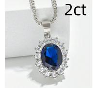 Pendentif style royal de la princesse Diana, saphir bleu royal de 2 carats. Pierre centrale de 2 carats dans une couleur bleu royal éclatante. Convient pour les fiançailles, le mariage, les cadeaux po