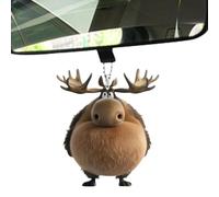 Pendentif suspendu pour voiture - Ornement de Noël | Décorations de rennes en peluche suspendues à l'arbre | Ornements d'élan en acrylique de dessin animé pour décorations de rennes pour arbres de