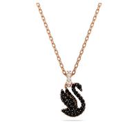 Pendentif Swan, Cygne, Petit, Noir, Placage de ton or rosé OS
