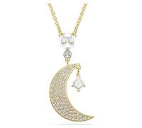 Pendentif Symbolica, Taille ronde, Lune, Blanc, Doré à l’or 18 carats (750/1000) OS