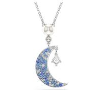 Pendentif Symbolica, Taille ronde, Lune, Bleu, Métal rhodié OS