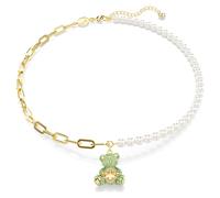 Pendentif Teddy, Perle de cristal, Ours, Multicolore, Doré à l’or 18 carats (750/1000) OS