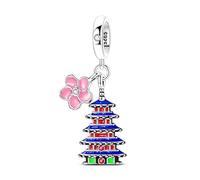 Pendentif temple tokyo sensoji, breloque de bracelet en perles, convient aux bracelets de 3 mm à 4,5 mm
