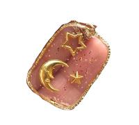 Pendentif tendance en verre transparent imprimé soleil étoile amour longueur réglable pour usage quotidien et fête Chaîne de perles inspirée des célestes pour offrir en cadeau, One Size, Comme décrit