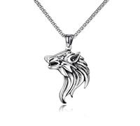 Pendentif tête de loup hurlant, collier nordique Viking tête de loup pour homme, collier en argent avec amulette de loup féroce, collier avec pendentif en forme de tête de loup punk, pour garçons