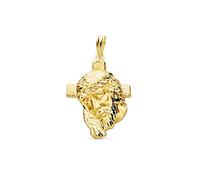 Pendentif Tête d'or 18K du Christ 28 mm. Cruz Matizado Détails sculptés - personnalisable - Enregistrement inclus dans le prix
