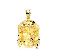 Pendentif Tête du Christ de la Bonne Mort en or 9 carats. diamètre 27 mm. Gravure incluse.