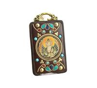 Pendentif thangka, Collier rétro en ébène Thangka fait main au Népal, pendentif de style national Caishen jaune, grand jour, Tathagata, cadeau à suspendre(Penfant5)