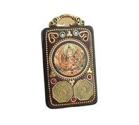 Pendentif thangka, Collier rétro en ébène Thangka fait main au Népal, pendentif de style national Caishen jaune, grand jour, Tathagata, cadeau à suspendre(Penfant3)