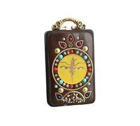 Pendentif thangka, Collier rétro en ébène Thangka fait main au Népal, pendentif de style national Caishen jaune, grand jour, Tathagata, cadeau à suspendre(Penfant6)