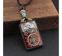 Pendentif thangka, Collier Thangka en bois de santal noir, 30 modèles, style ethnique, fait à la main, pendentif éléphant, dieu Bagua, marque Toem, exotique(14)