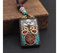 Pendentif thangka, Collier Thangka en bois de santal noir, 30 modèles, style ethnique, fait à la main, pendentif éléphant, dieu Bagua, marque Toem, exotique(15)