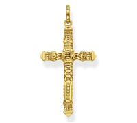 Pendentif - THOMAS SABO - Croix - Argent plaqué or - Détails tête de mort - Clous pyramidaux